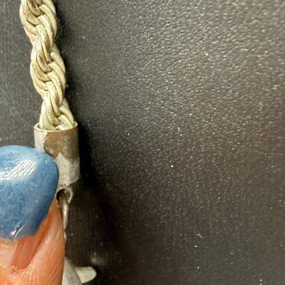 Twist Rope Chain Tassel Lariat Necklace Silver Tone Chic Elegant Minimalist - Picture 7 of 7